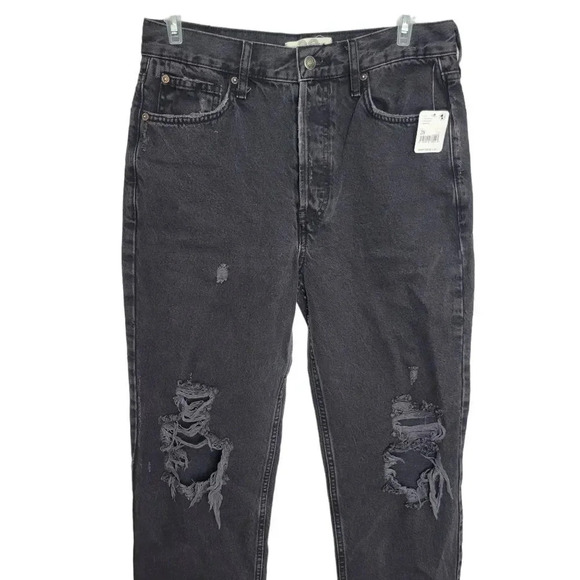 Free People We the Free‎ The Lasso High Waist Straight Leg Jeans Washed Black - Picture 5 of 9